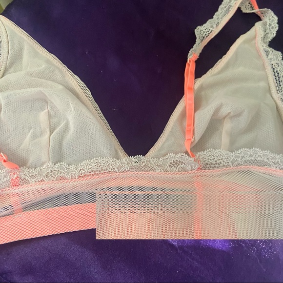 Free People Plunge Mesh Lace Trim Pink Bralette - Picture 4 of 8